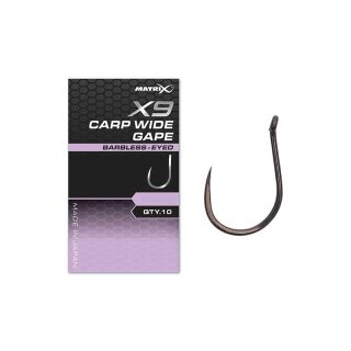 Matrix X9 Carp Wide Gape Barbless Hook Size 16