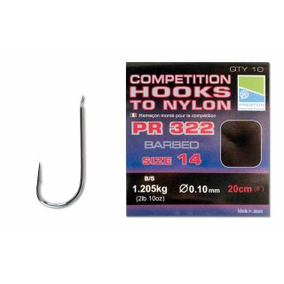 Preston PR 322 Competition Hooks To Nylon  Gr.20 Nylon 0,08mm